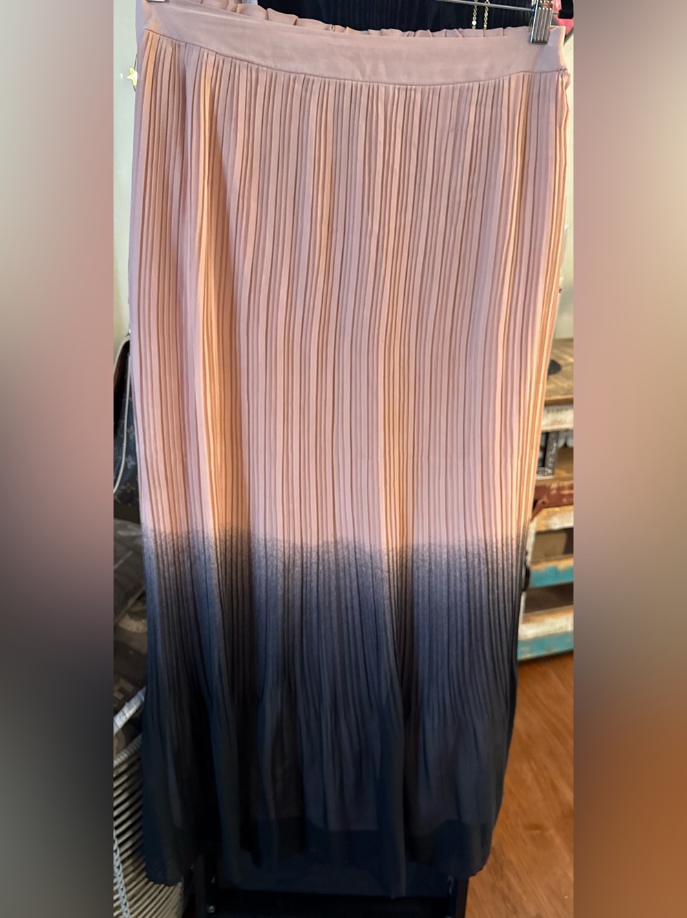 mark. Pink to Navy Ombre Pleated Maxi Skirt